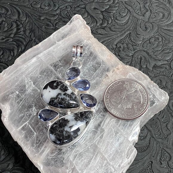 Amethyst and Zebra Jasper Pendant Stone Crystal Jewelry - Picture 5 of 6